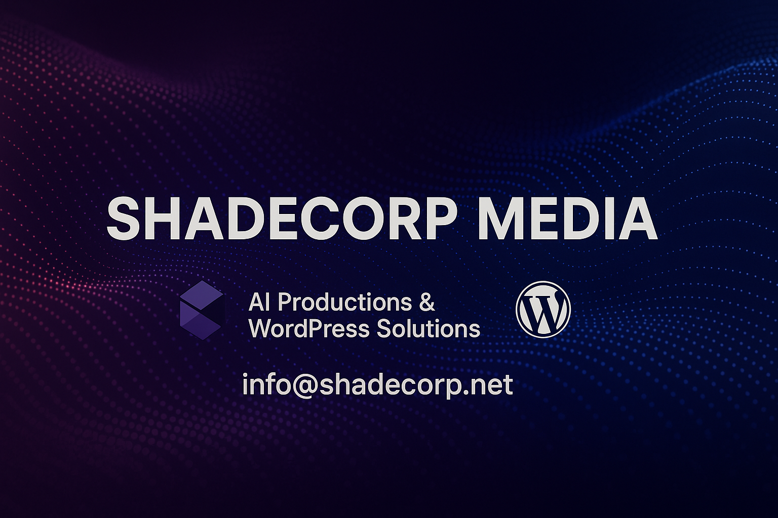 ShadeCorp Media – AI Productions & WordPress Solutions hero banner